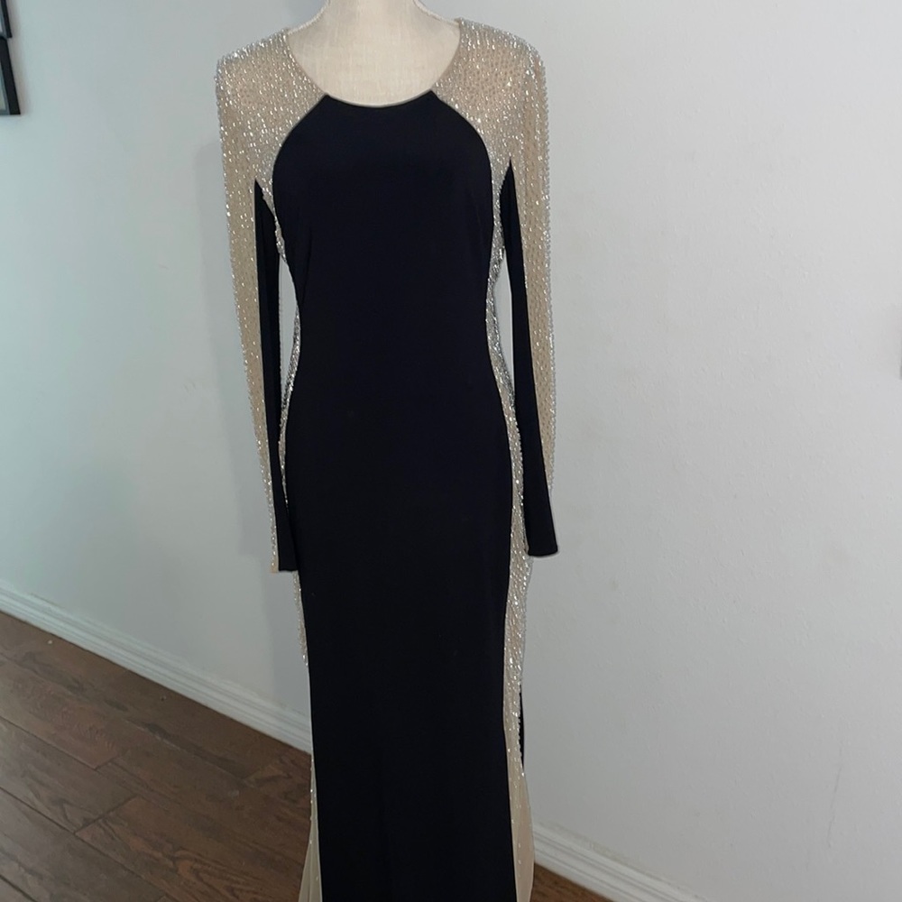 Black and gold prom dress or evening gown size
